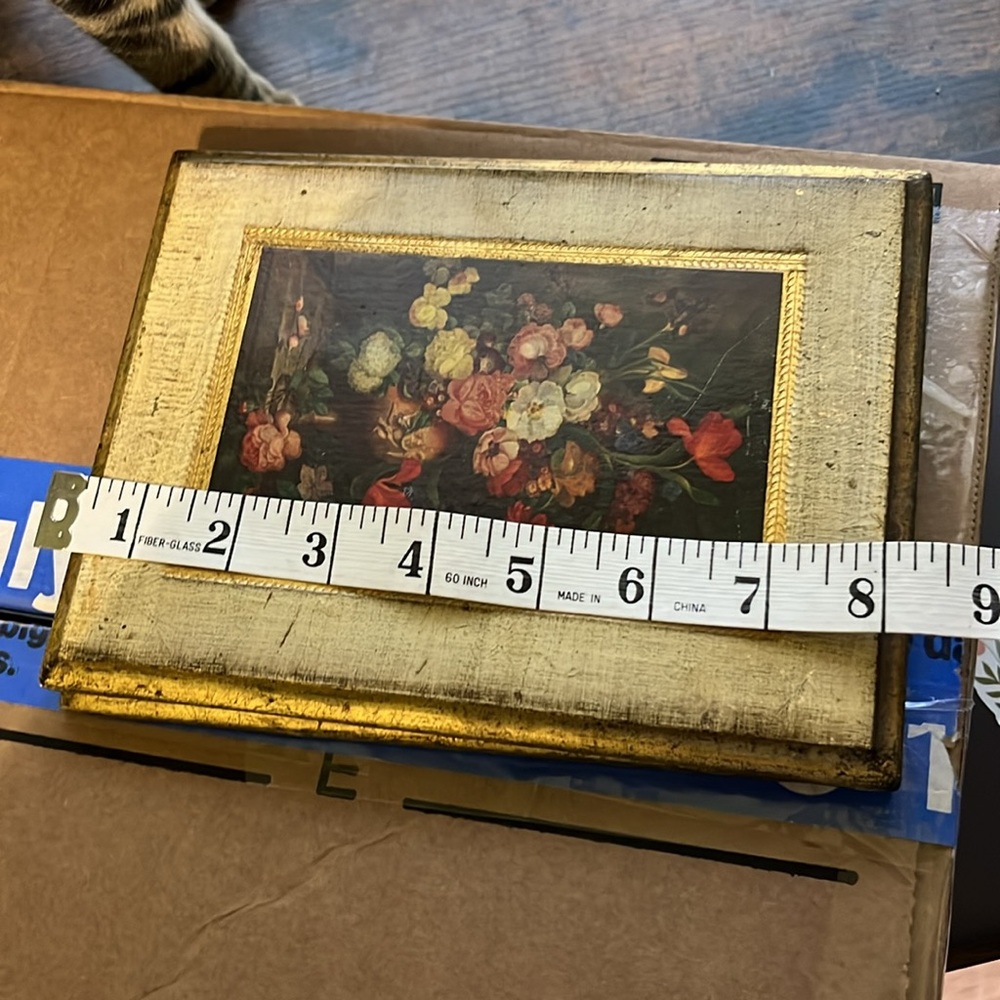 Vintage Floral Italian Gold Gilt Art Jan Van Eyck Floral Still Life Print Wood - Picture 4 of 5